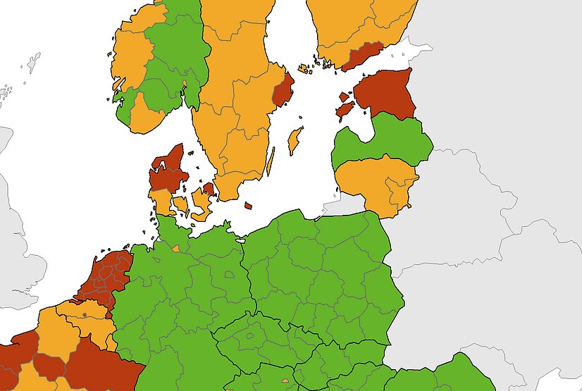 Lithuania marked yellow in the ECDC's Covid-19 map