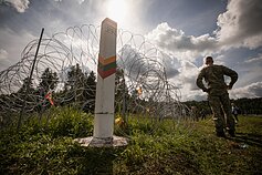 Concertina razor wire along the border Lithuanian-Belarusian Concertina razor wire along the border Lithuanian-Belarusian