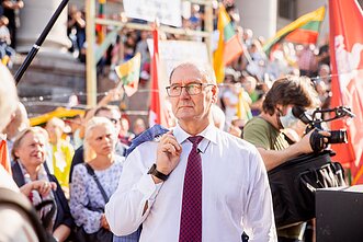 V. Uspaskich mitinge prie Seimo