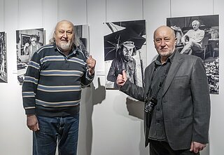 Gytis Padegimas ir Romualdas Požerskis R. Požerskio parodoje „Kauno menininkai ir mūzos“