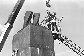 The Lenin statue was taken down from a central square in Vilnius on August 23, 1991