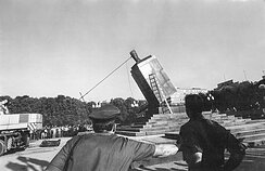 The Lenin statue was taken down from a central square in Vilnius on August 23, 1991