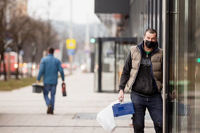 A man with a facemask in Vilnius A man with a facemask in Vilnius