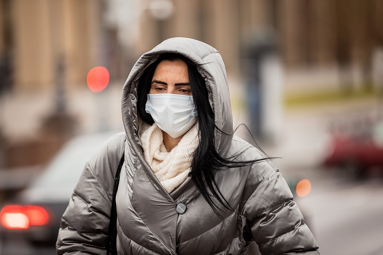 A woman with a facemask A woman with a facemask