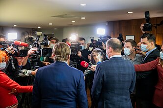 Saulius Skvernelis and Ramūnas Karbauskis, head of LVŽS
