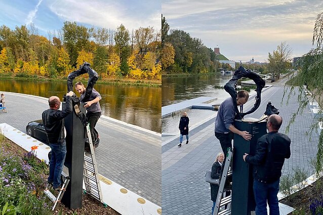 Paralimpinio sezono vainikavimas – sostinės centre atidengta nauja skulptūra skirta paralimpiečiams