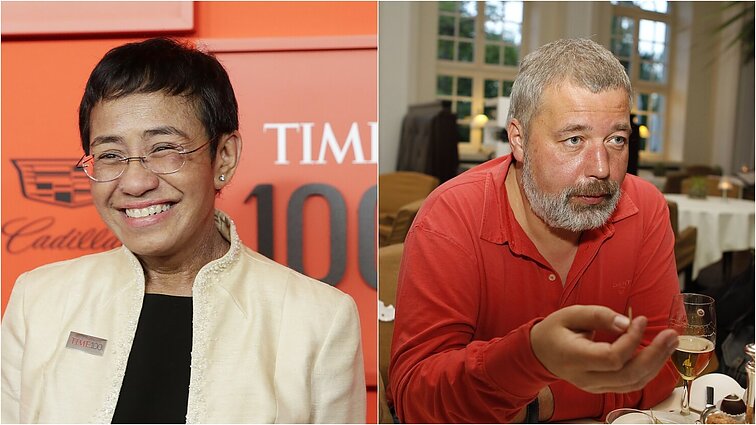 Nobelio taikos premija skirta dviems žurnalistams: už tai, kad diktatūros sąlygomis gina demokratijos idealus