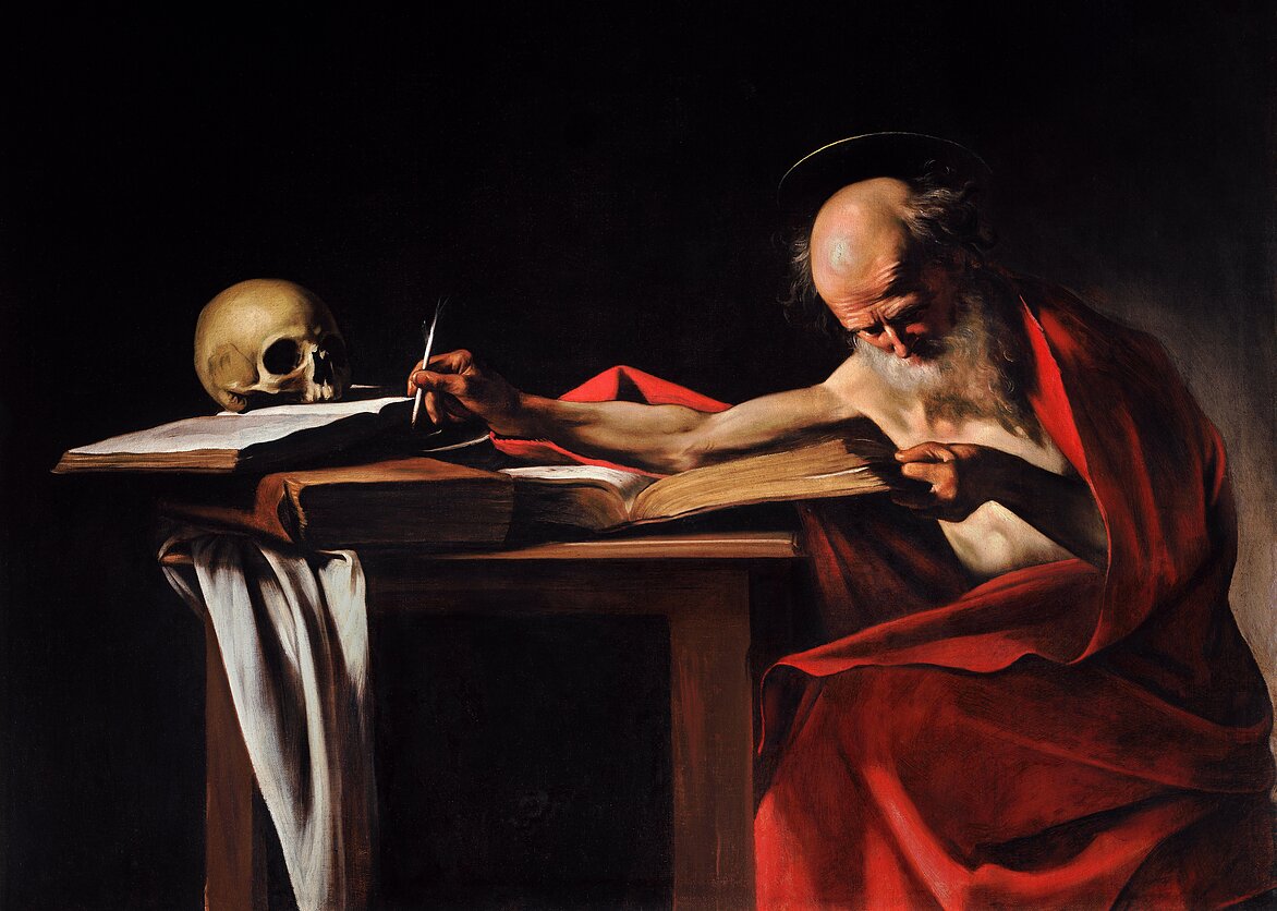 Caravaggio, „Šv. Jeronimas rašo“