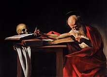 Caravaggio, „Šv. Jeronimas rašo“