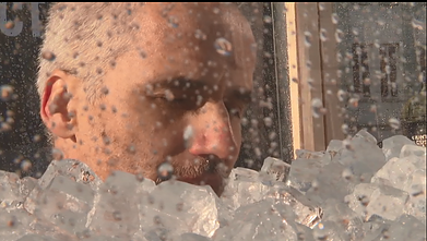 Valerijanas Romanovskis spent over three hours buried in ice cubes Valerijanas Romanovskis spent over three hours buried in ice cubes