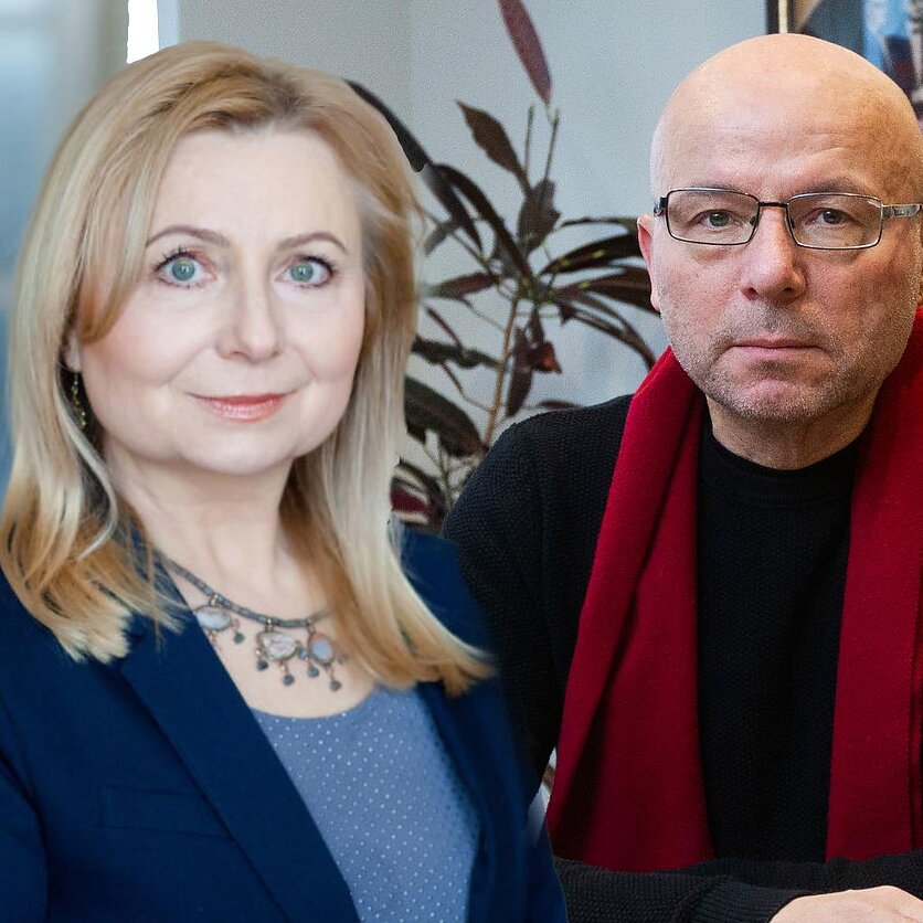 Etnomuzikologė dr. Dalia Urbanavičienė ir kompozitorius, choro „Jauna muzika“ meno vadovas ir dirigentas Vaclovas Augustinas