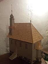 Vinkšnupių pirmosios mečetės maketas. 1944 m., traukiantis vokiečių kariuomenei, ji buvo išardyta ir panaudota apkasų įtvirtinimams