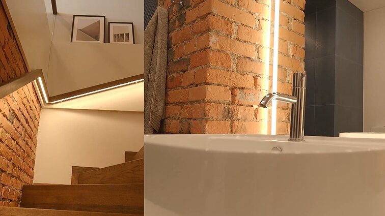 Seno pastato dvasia šiuolaikinio dizaino bute: ryškiausias interjero akcentas – plytinės sienos