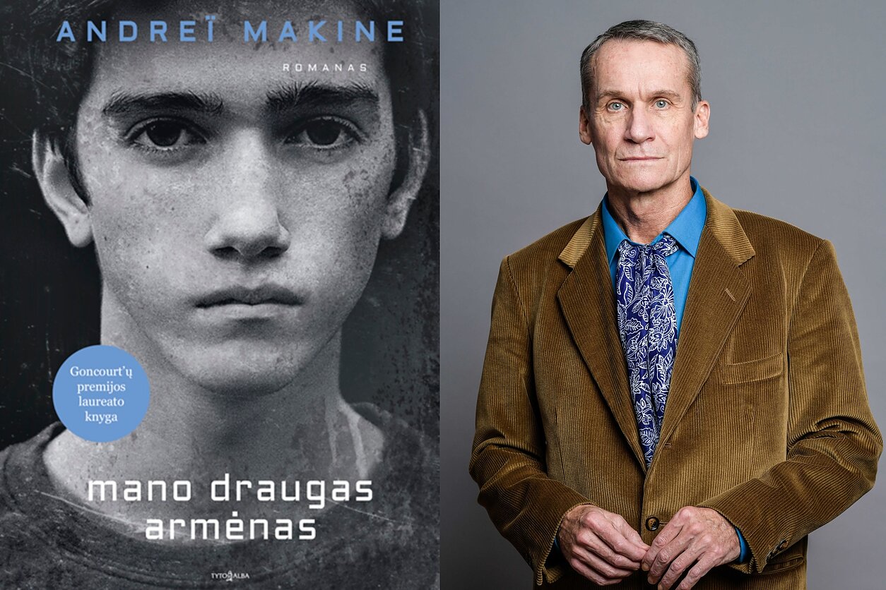 Knygos viršelis ir Andreï Makine Knygos viršelis ir Andreï Makine