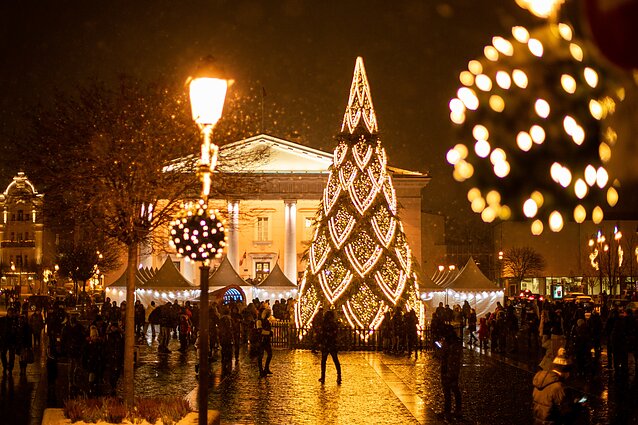 Vilniaus Rotušėje įžiebta kalėdinė eglė