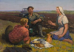 Petras Sergijevičius (1900–1984), „Traktorininkų pietūs“, 1957 Petras Sergijevičius (1900–1984), „Traktorininkų pietūs“, 1957