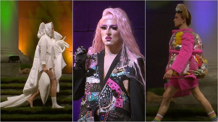 Tvari jaunųjų dizainerių mada: suknelė iš 4000 sagų, lyčių stereotipus švarkas iš liemenėlių ir kolekcija iš miegamojo tekstilės