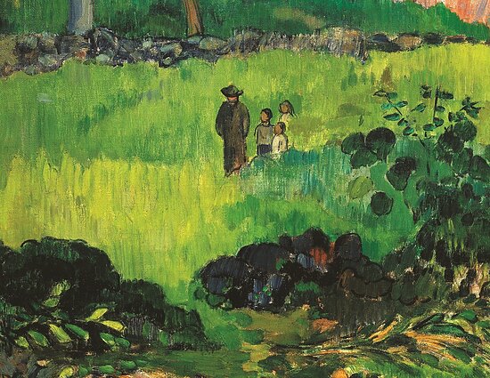Peizažo, kurį Gogenas nutapė Markizo salose 1901 m., fragmente matyti ekspresyviai naudojamos spalvos ir linijos Peizažo, kurį Gogenas nutapė Markizo salose 1901 m., fragmente matyti ekspresyviai naudojamos spalvos ir linijos