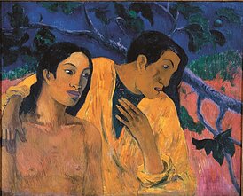 Taičio idilė, 1902 m., atskleidžia Gogeno „įsiskolinimą“ Egipto menui ir primityvistinio meno paprastumą bei ekspresyvumą Taičio idilė, 1902 m., atskleidžia Gogeno „įsiskolinimą“ Egipto menui ir primityvistinio meno paprastumą bei ekspresyvumą