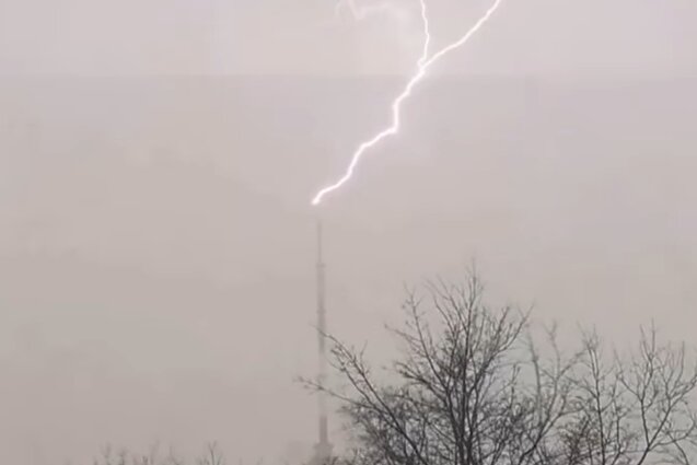 TV Tower struck by lightning 