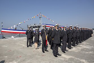 Taivano prezidentė Tsai Ing-wen dalyvauja naujo šalies karinio laivo pristatymo ceremonijoje