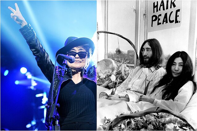 Yoko Ono koncerte, akcija „Lovos taika“