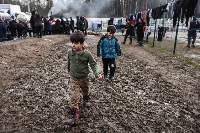 Migrantų stovykla Lenkijos ir Baltarusijos pasienyje 2021 m. lapkritį