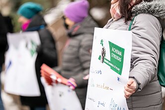 Palaikymo akcija Vilniuje streikuojantiems „Achemos“ darbuotojams