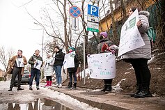 Palaikymo akcija Vilniuje streikuojantiems „Achemos“ darbuotojams