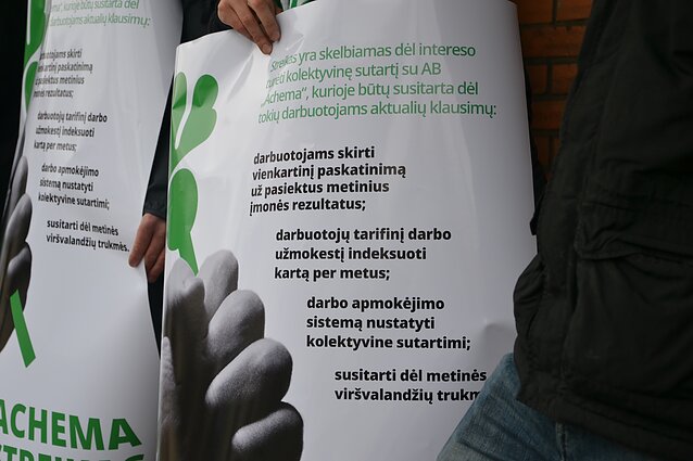 Klaipėdoje – palaikymo akcija streikuojantiems „Achemos“ darbuotojams