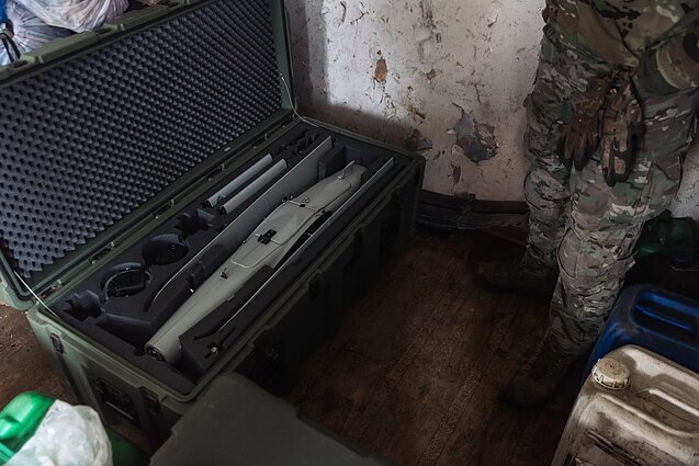 A Ukrainian UAV bought by Lithuanian volunteers.