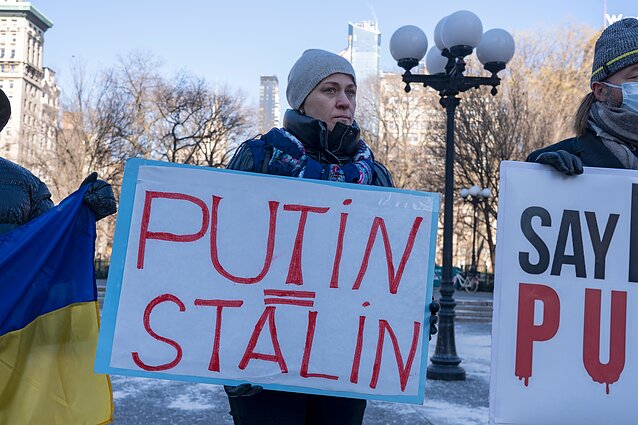 Акция в поддержку Украины в Нью-Йорке (январь 2022 года)