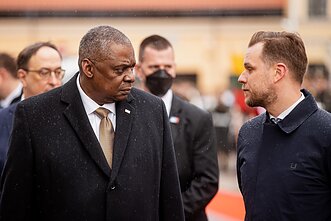 US Secretary of Defense Lloyd Austin and Lithuanian FM Gabrielius Lansbergis