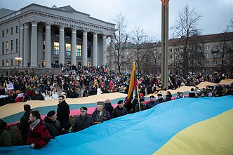 A rally in solidarity with Ukraine following the full-scale Russian invasion. A rally in solidarity with Ukraine following the full-scale Russian invasion.
