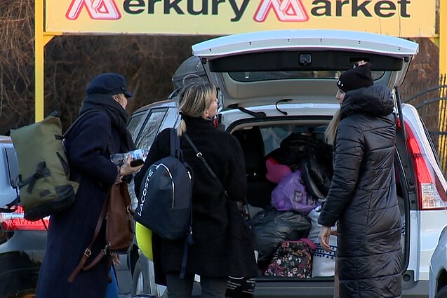 Karo pabėgėliai iš Ukrainos pasienyje su Lenkija
