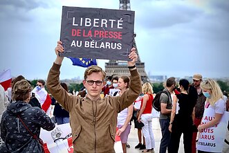 Andrei Vaitovich at a protest in Paris Andrei Vaitovich at a protest in Paris