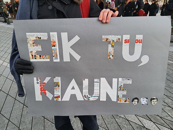 Protestas prie Kauno miesto savivaldybės