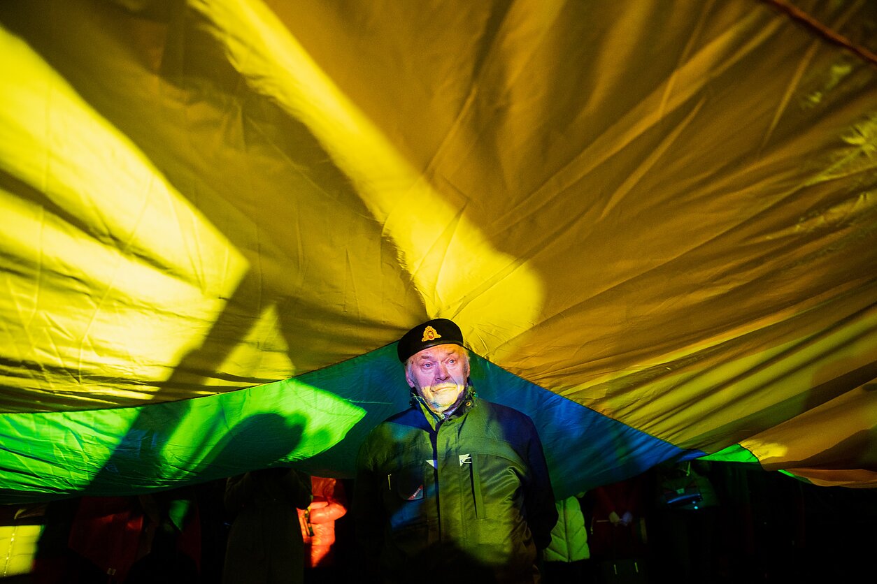 Singer Algirdas Kaušpėdas at a Ukraine support concert in Vilnius