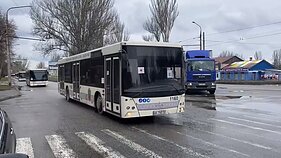 Į Mariupolį vyksta autobusai, kuriais bus vykdoma gyventojų evakuacija