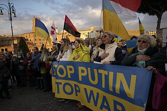 Protestas Italijoje prieš Rusijos invaziją į Ukrainą