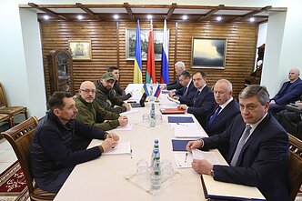 Rusijos ir Ukrainos delegacijų derybos Baltarusijoje