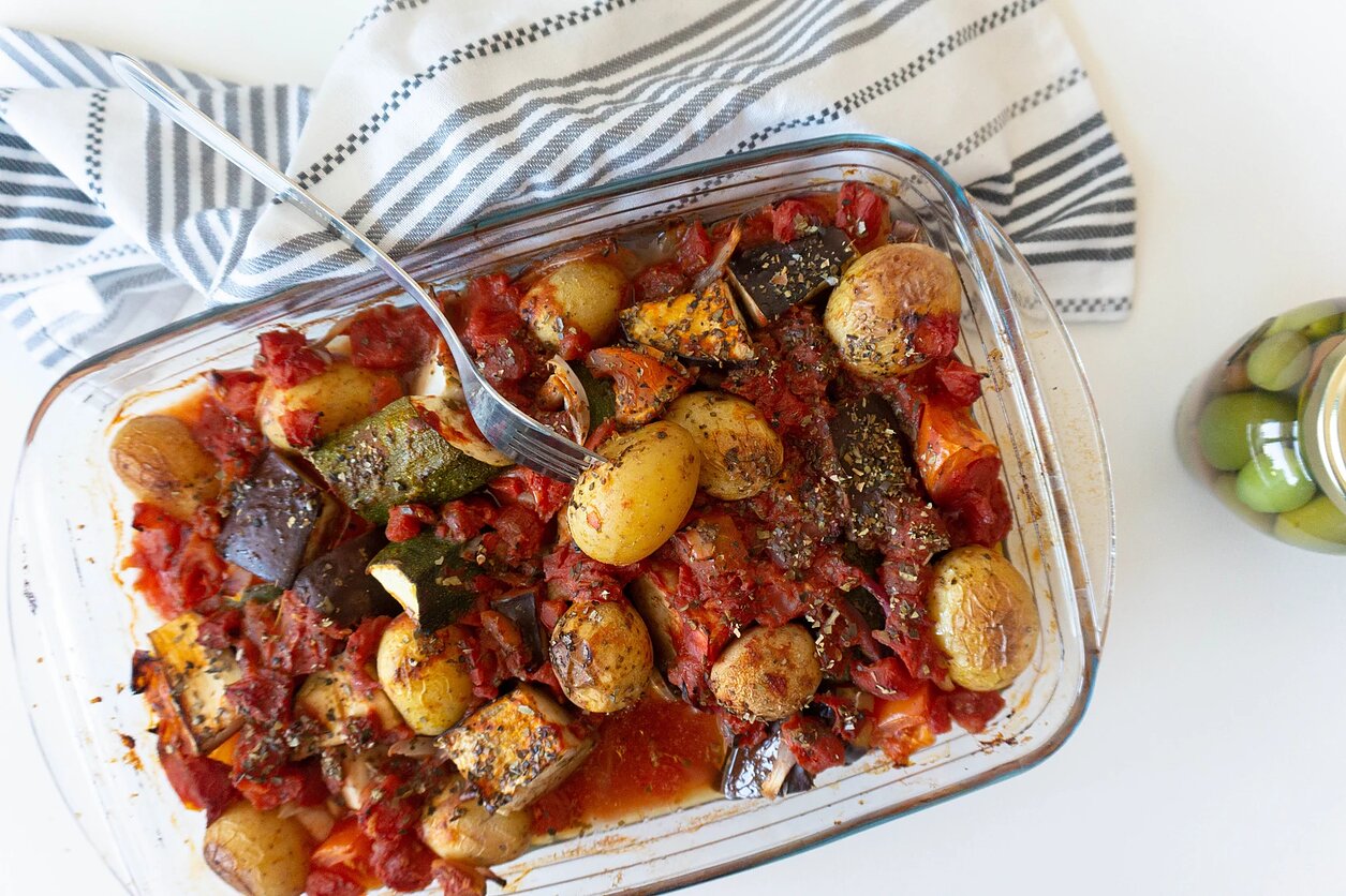 Graikišku būdu keptos daržovės 