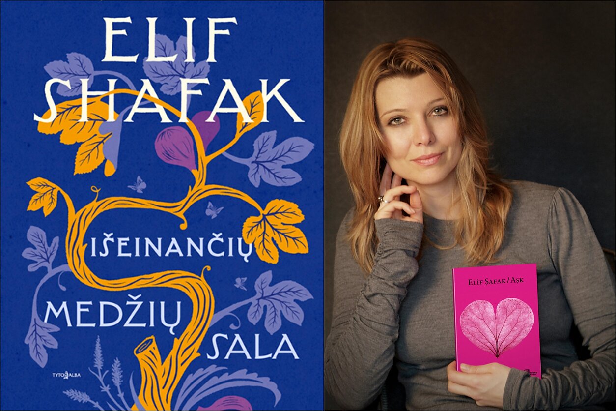 Knygos viršelis ir Elif Shafak Knygos viršelis ir Elif Shafak