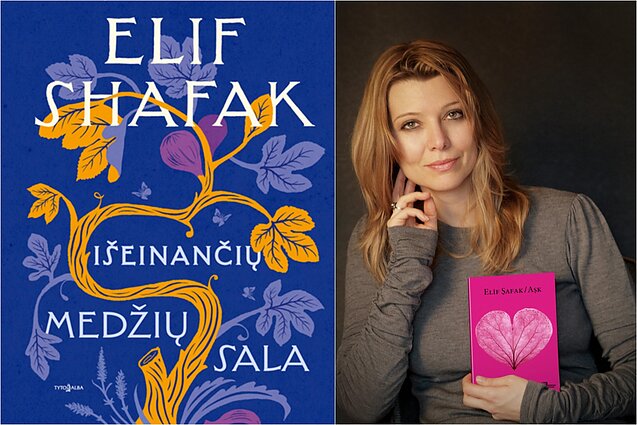Knygos viršelis ir Elif Shafak Knygos viršelis ir Elif Shafak