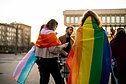 Rally outside the Lithuanian parliament in support of same-sex partnership