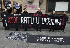 Protestai Serbijoje prieš Rusijos vykdomą karą prieš Ukrainą
