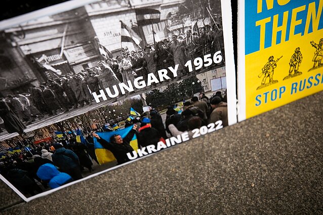 Protest outside the Hungarian Embassy in Vilnius