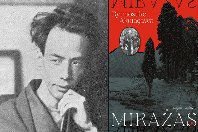 Akutagawa Ryunosuke ir knygos viršelis Akutagawa Ryunosuke ir knygos viršelis