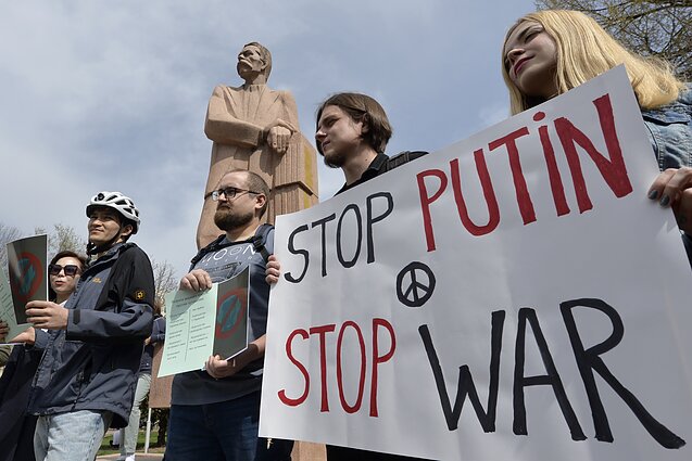 Biškeke – protestas prieš Rusijos agresiją Ukrainoje