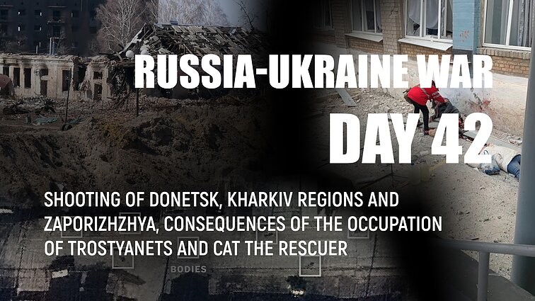 Day 42 of invasion. Shooting of Donetsk, Kharkiv regions and Zaporizhzhya and cat the rescuer